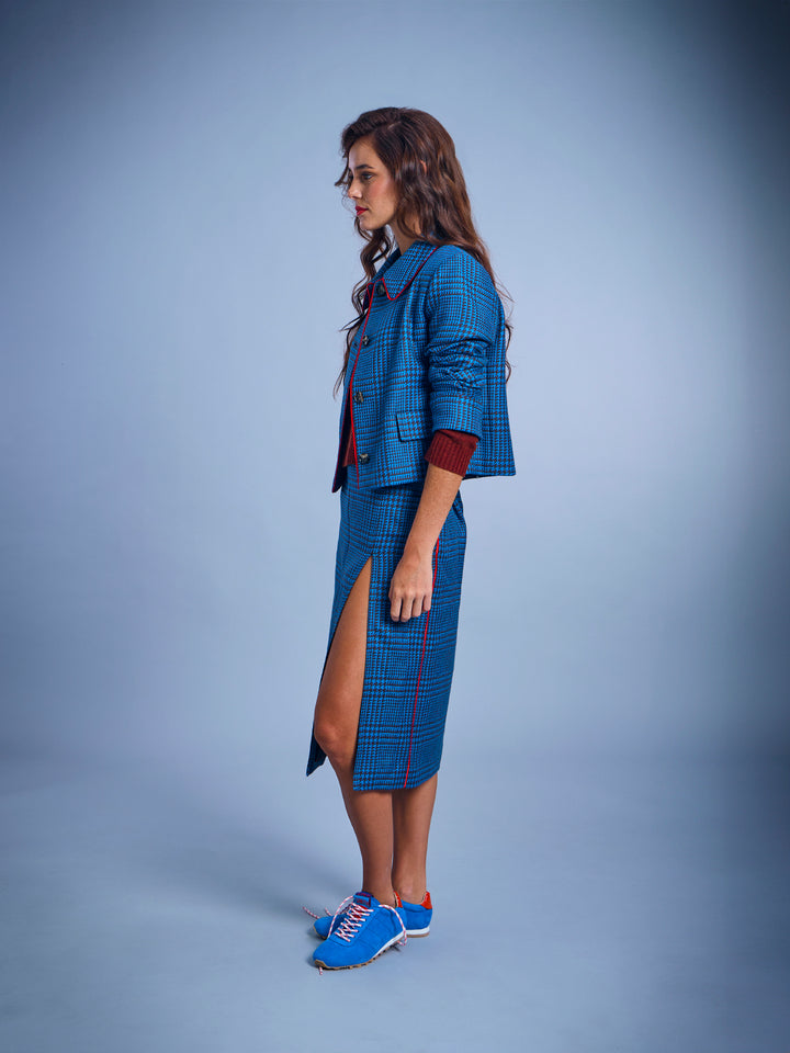 Tartan Wool Midi Skirt