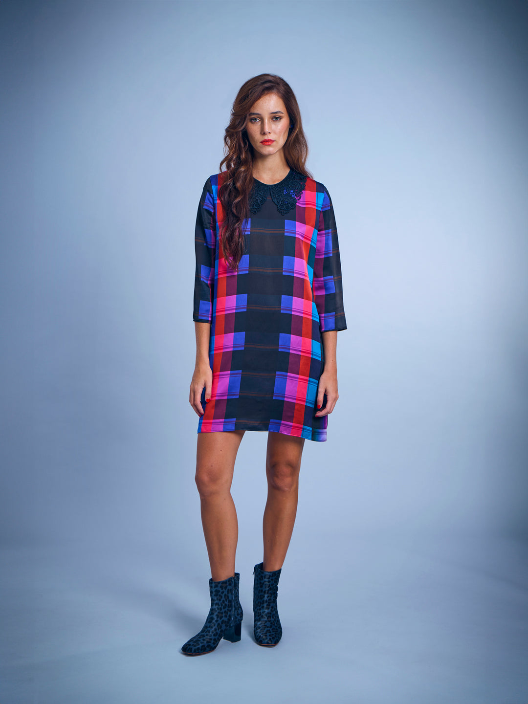 Guipure Collar Santin Mini Dress