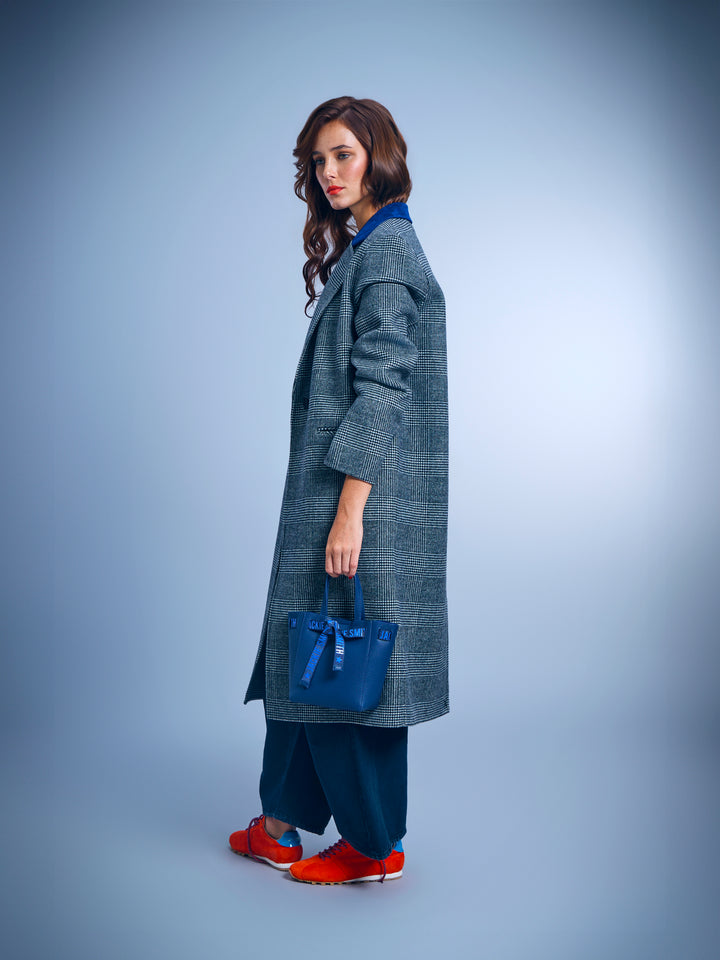 Double-Faced Checked Wool Coat