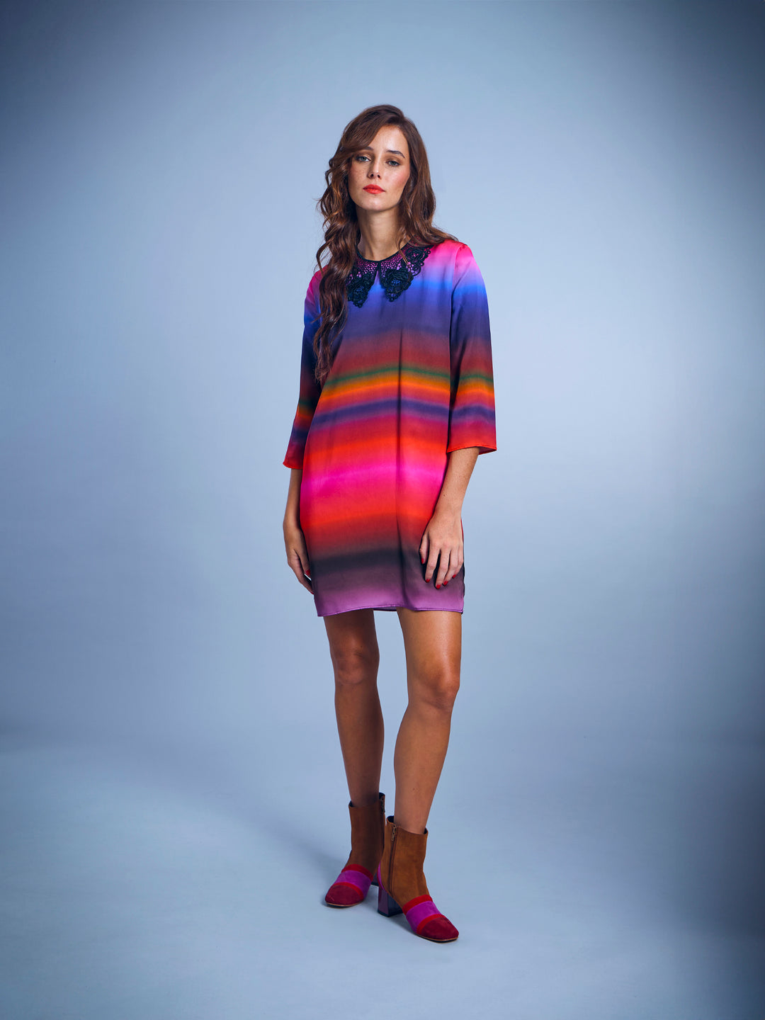 Guipure Collar Santin Mini Dress