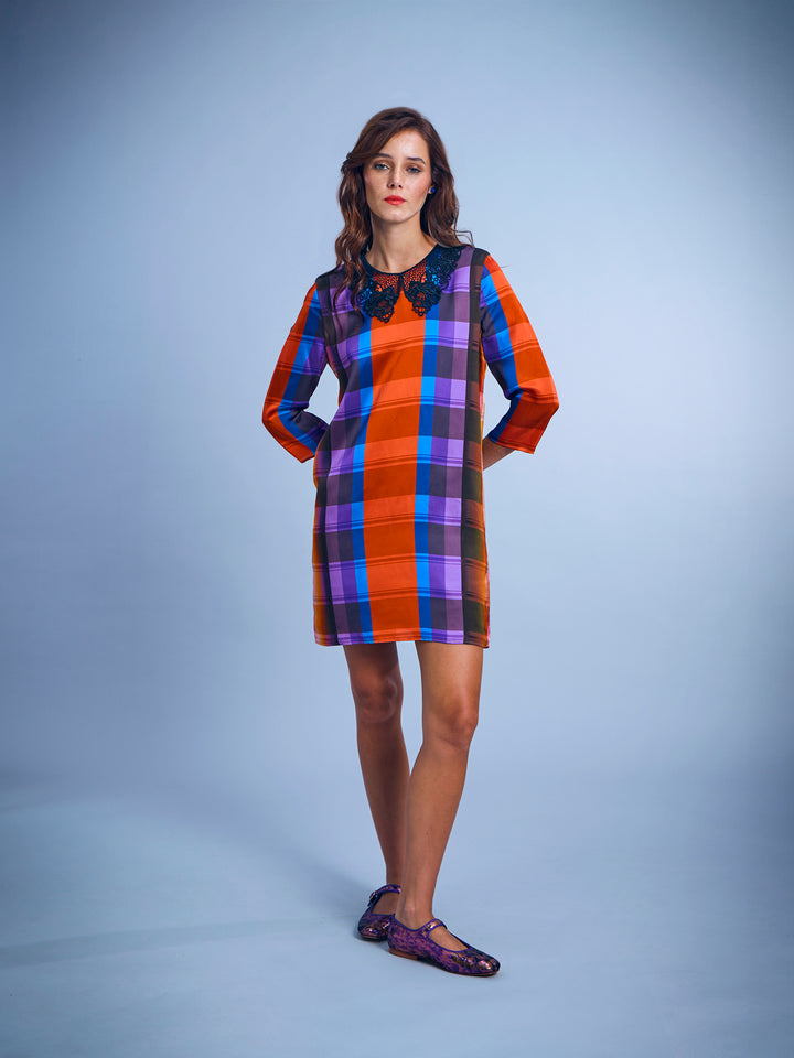 Guipure Collar Santin Mini Dress