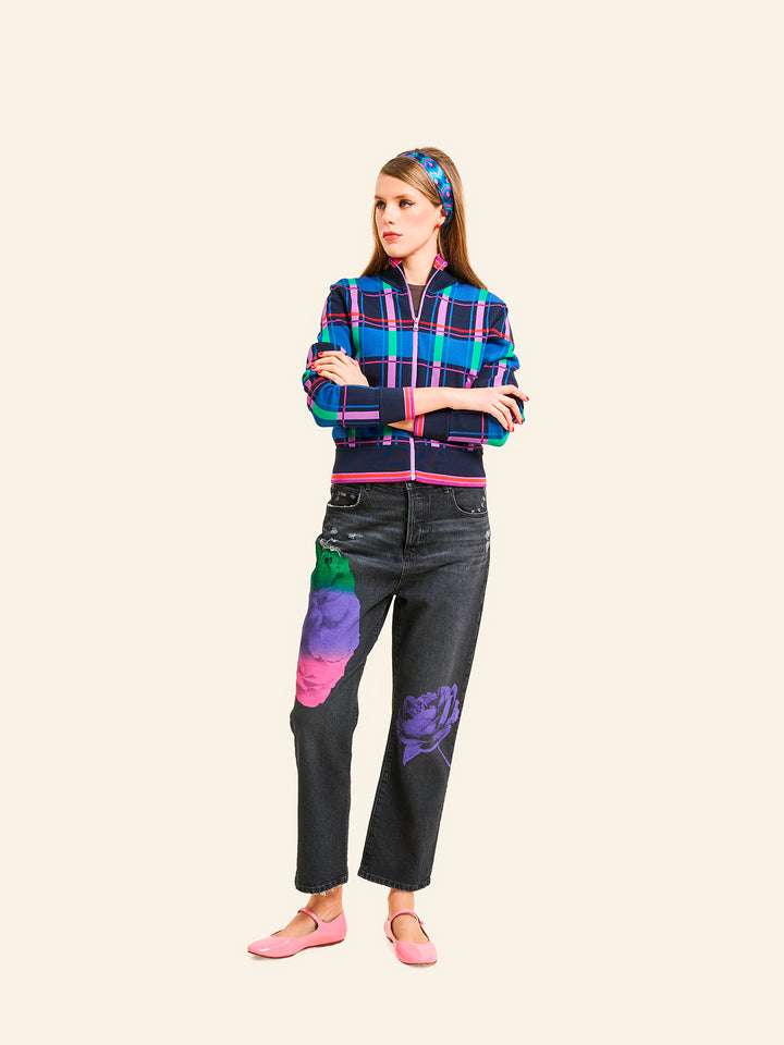 Tartan Jacquard Knit Jacket