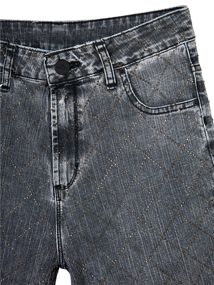 Rhinestone Hotfix Wide-Leg Jeans