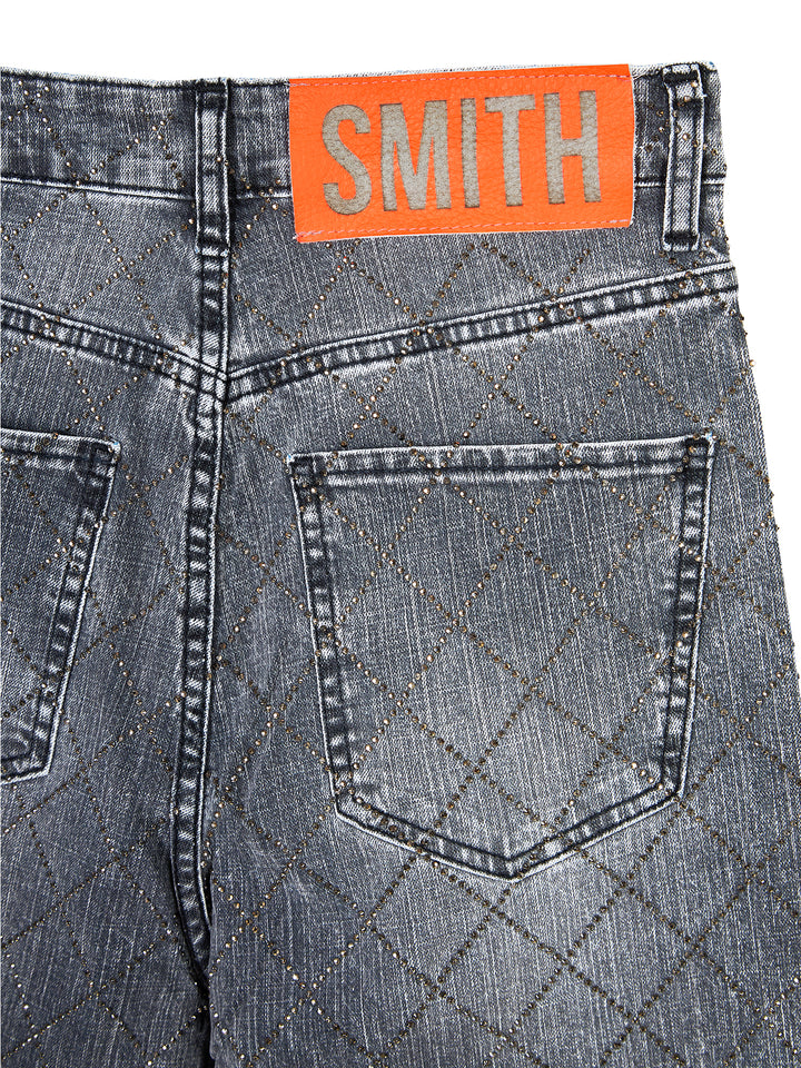 Rhinestone Hotfix Wide-Leg Jeans