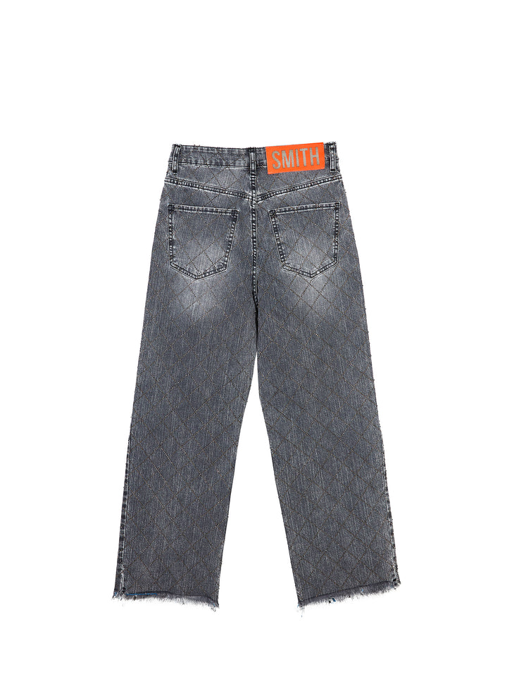 Rhinestone Hotfix Wide-Leg Jeans