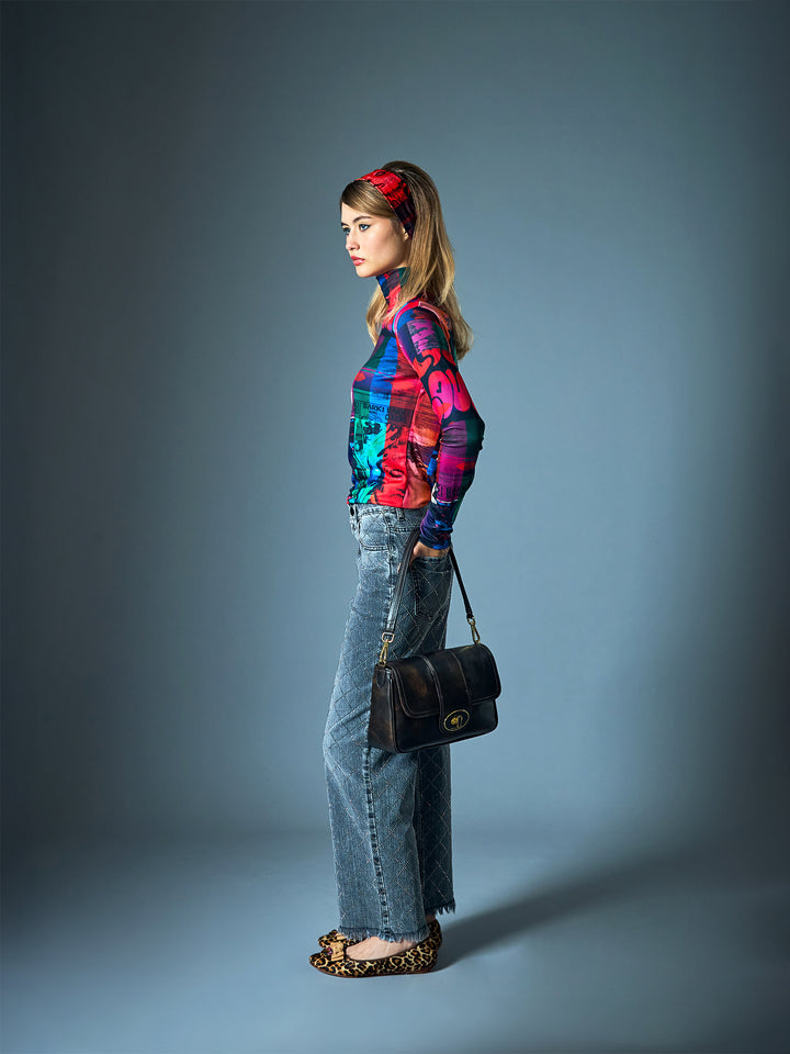 Rhinestone Hotfix Wide-Leg Jeans