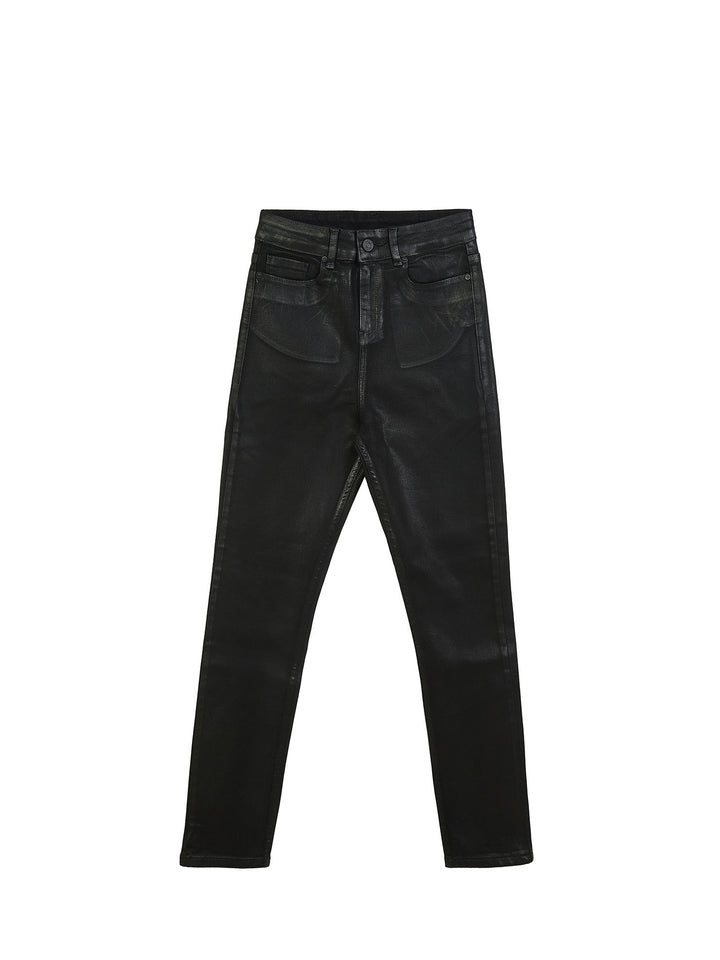 Glossy high-rise skinny jeans