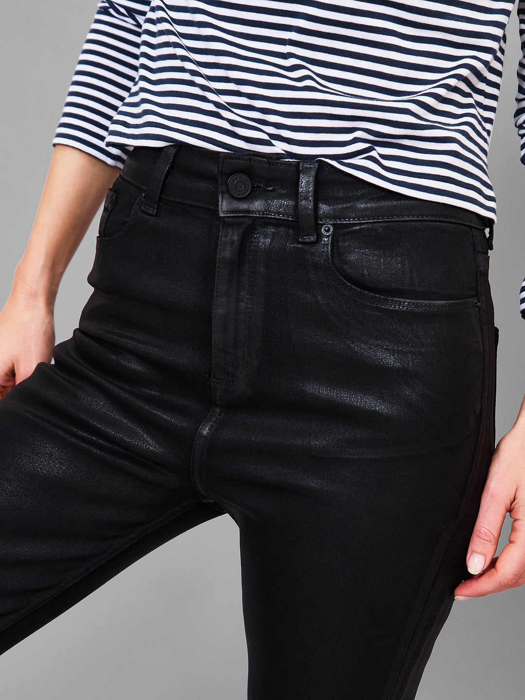 Glossy high-rise skinny jeans