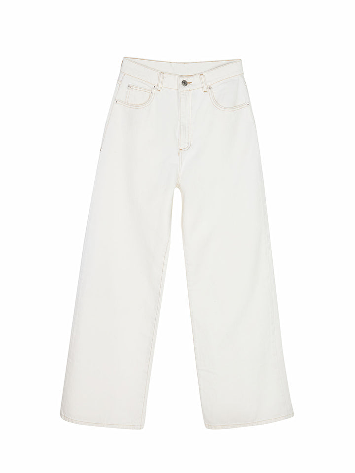 Italian Denim Relaxed Wide- Leg Jeans