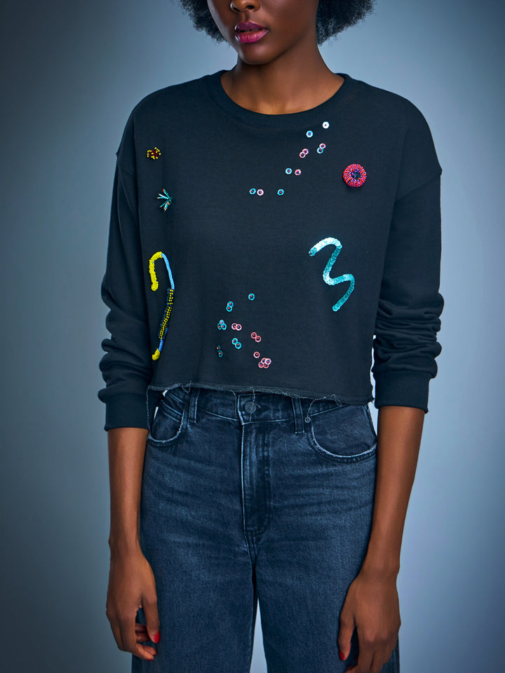 Embroidered Cropped Sweatshirt