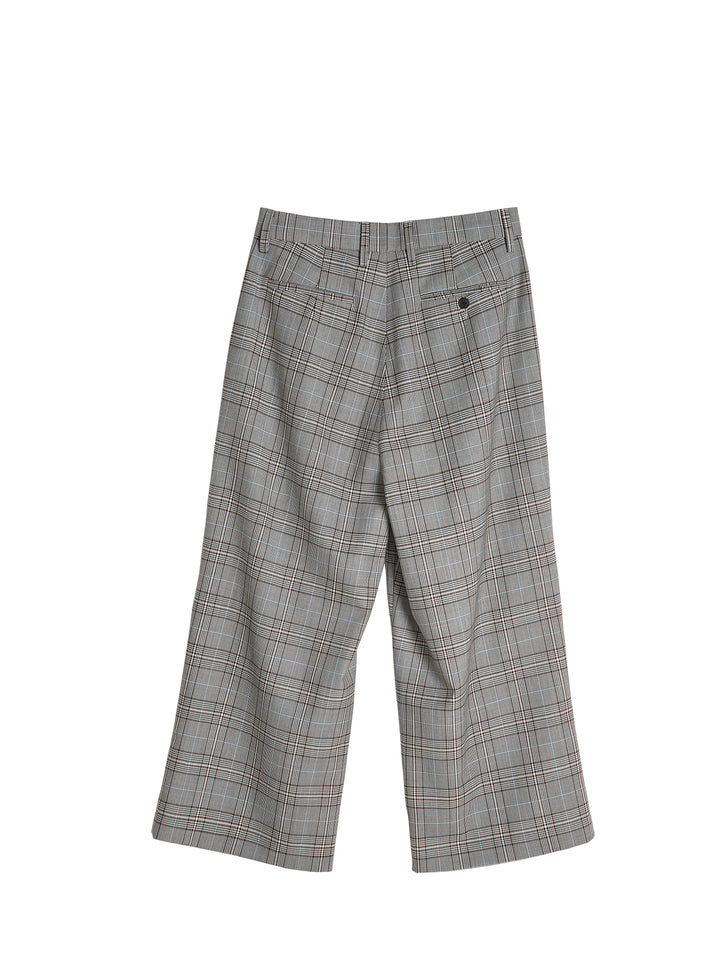 Glen Plaid Wide-Leg Pants