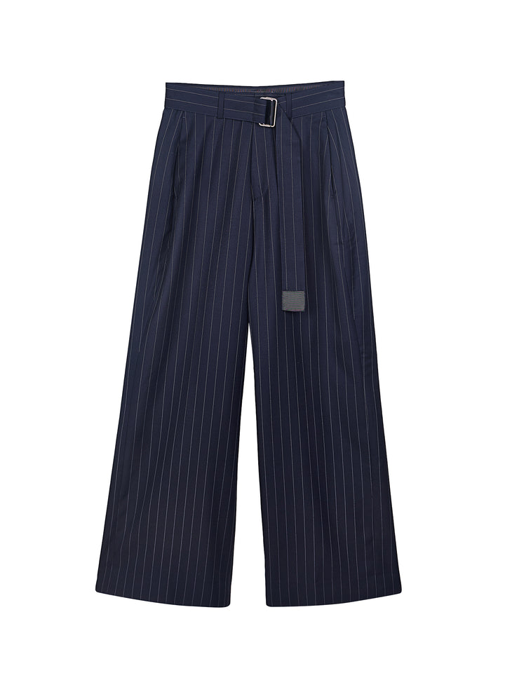 Pinstriped wool-blend Pants
