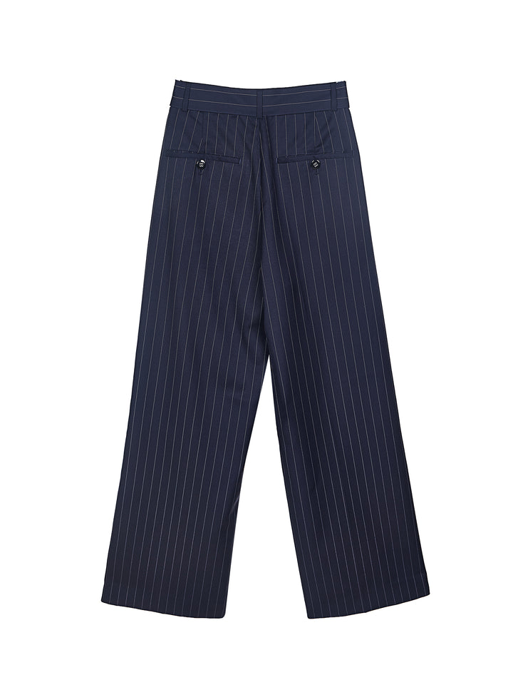 Pinstriped wool-blend Pants