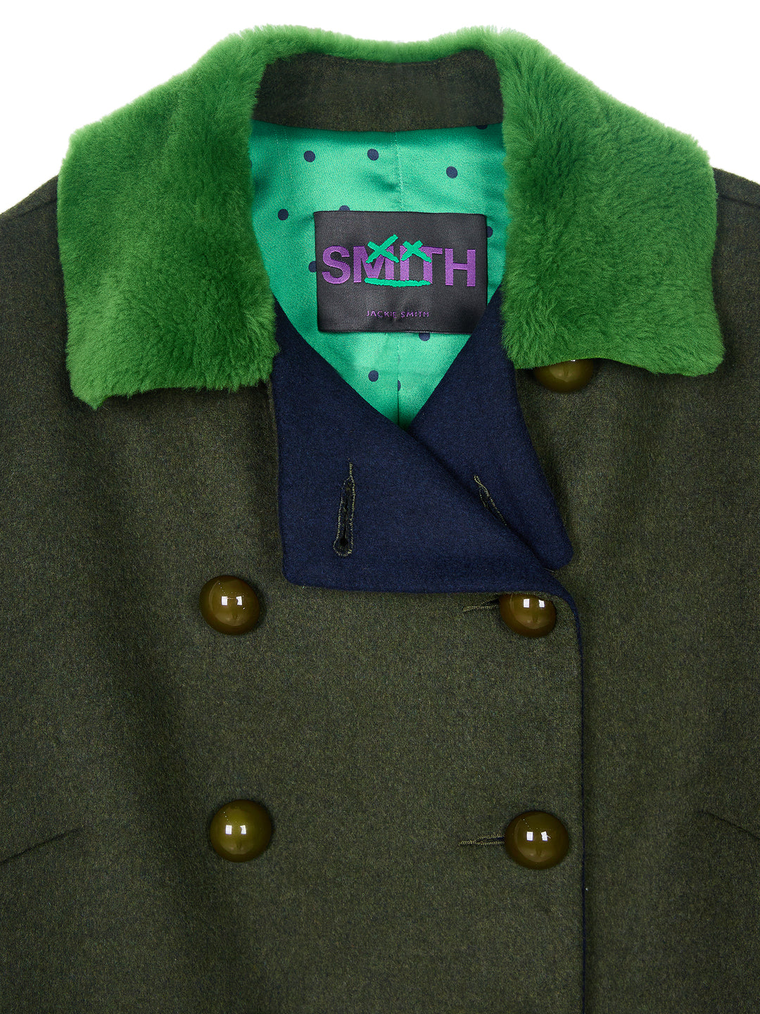Shearling Collar Wool Coat