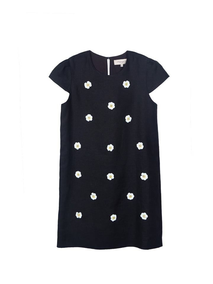 Embellished Linen Mini Dress