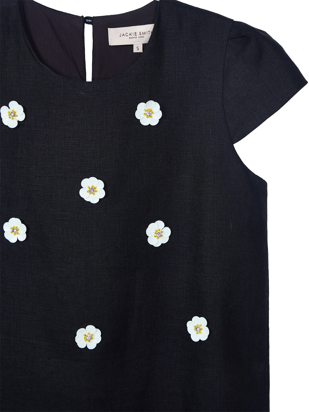 Embellished Linen Mini Dress
