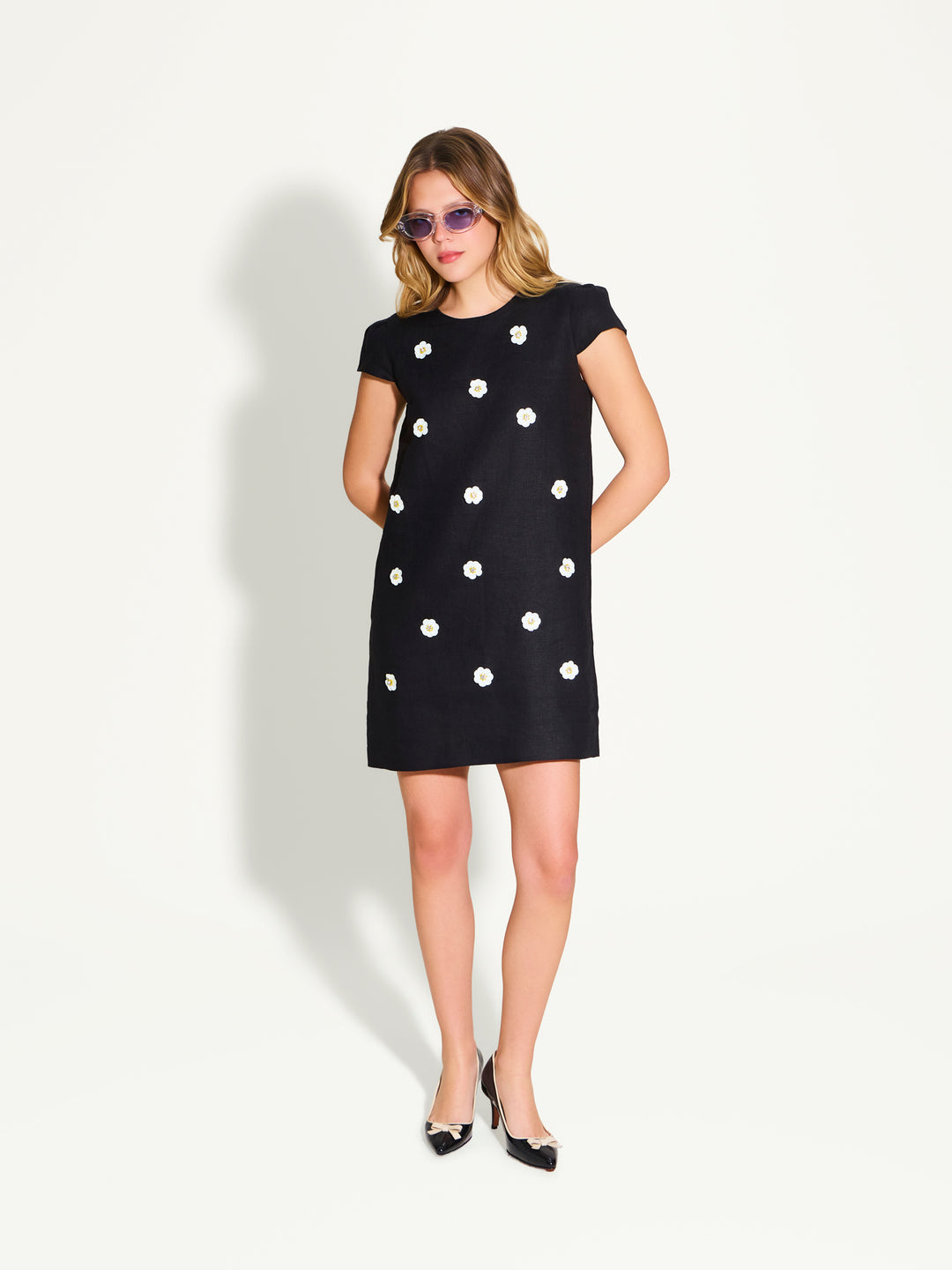 Embellished Linen Mini Dress