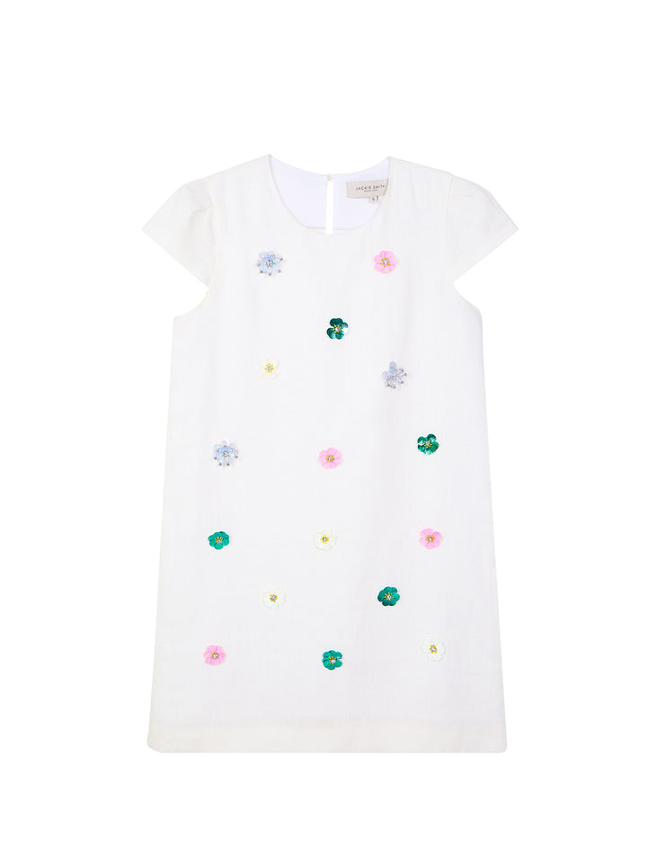 Embellished Linen Mini Dress