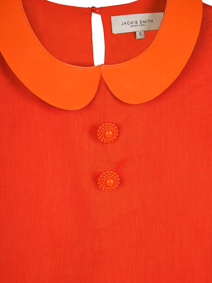 Leather Collar Mini Dress