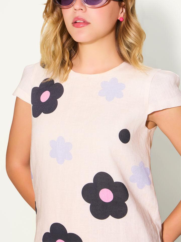 In Bloom Linen Mini Dress