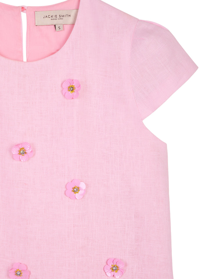 Embellished Linen Mini Dress