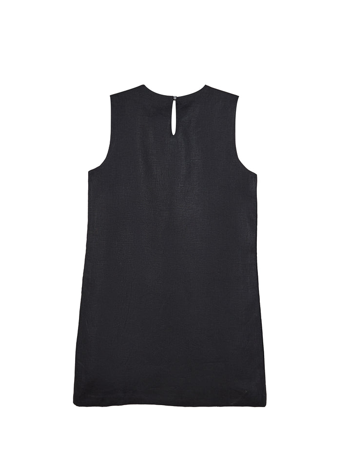 Guipure Collar Linen Mini Dress