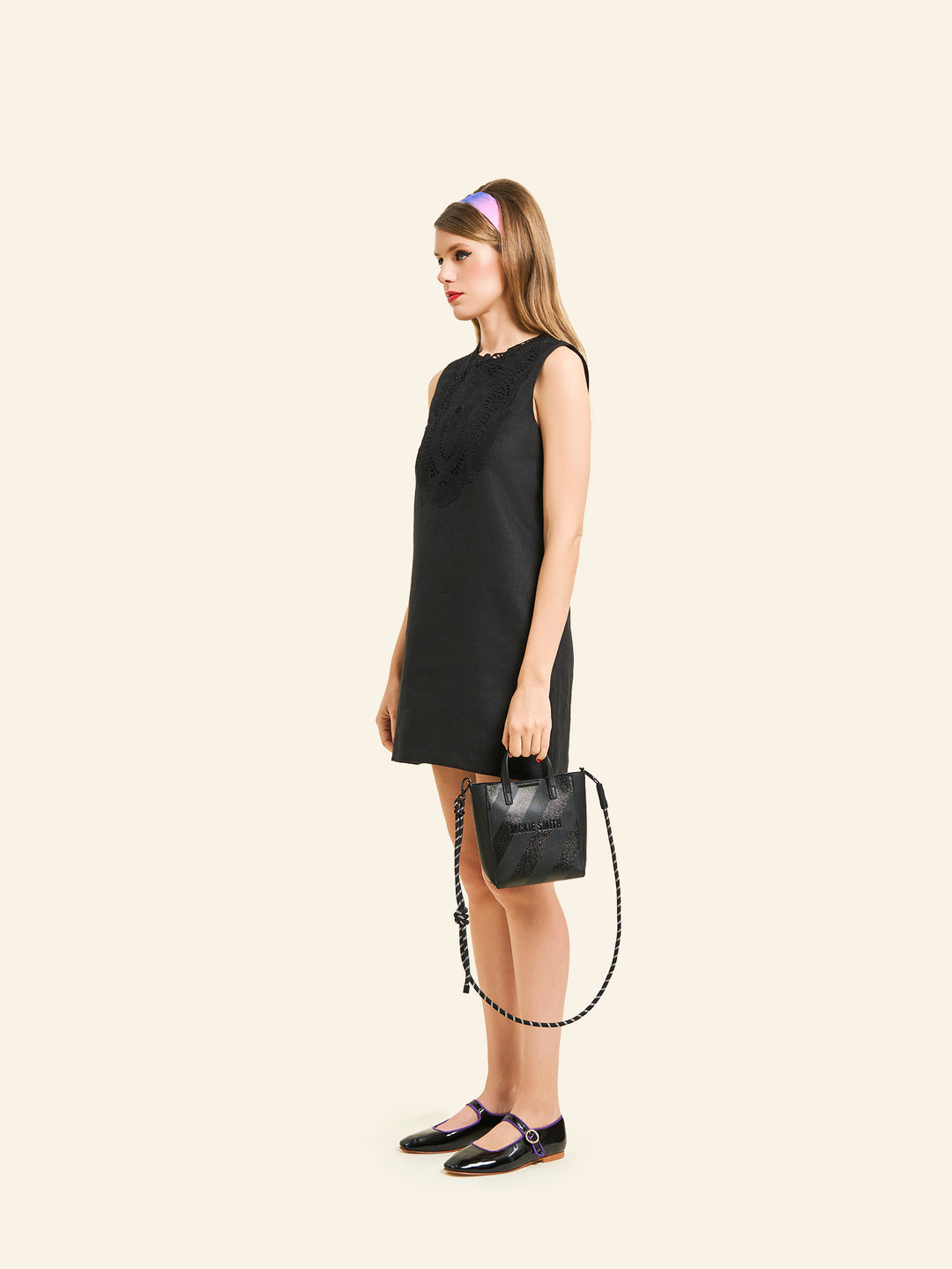 Guipure Collar Linen Mini Dress