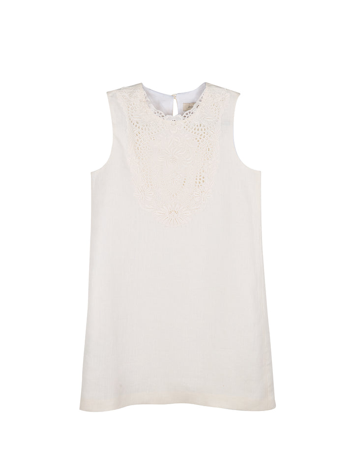 Guipure Collar Linen Mini Dress