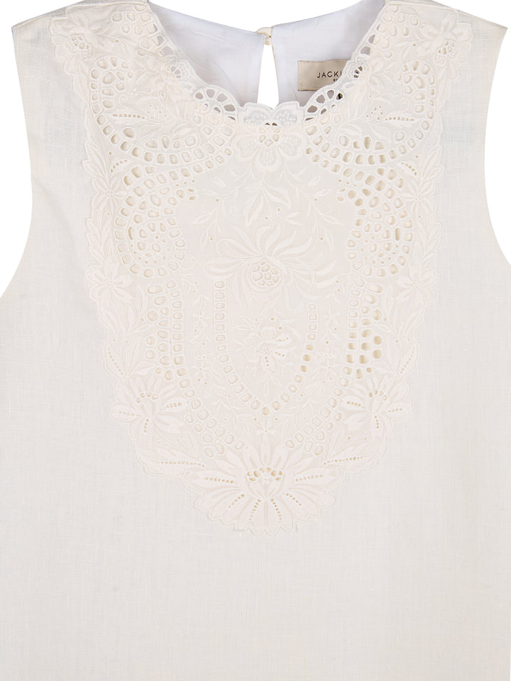 Guipure Collar Linen Mini Dress