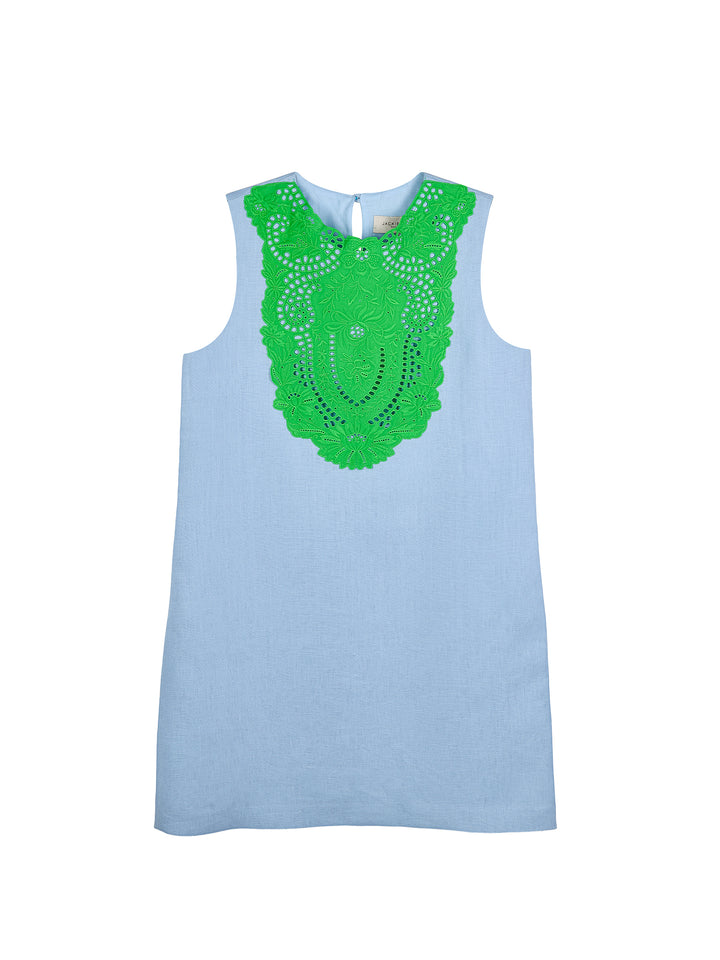 Guipure Collar Linen Mini Dress