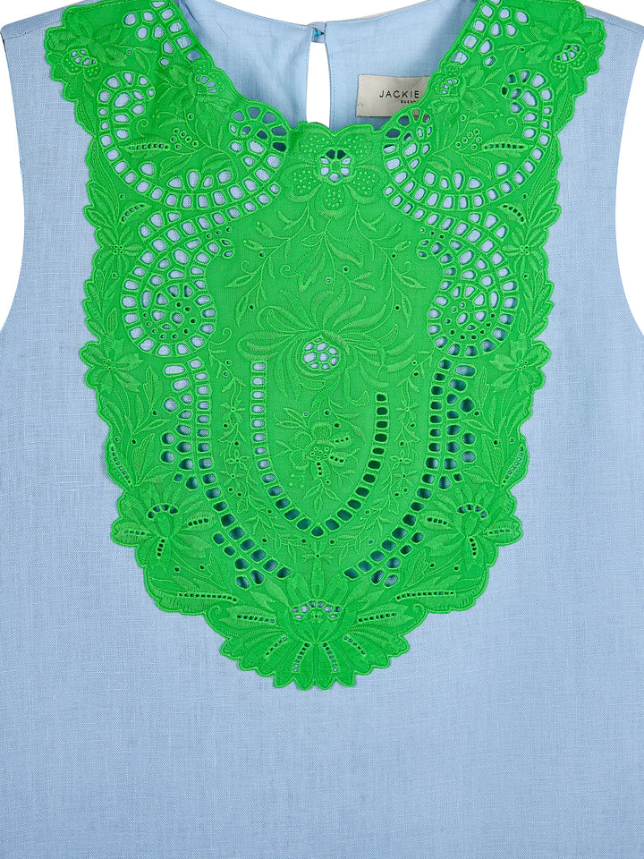 Guipure Collar Linen Mini Dress