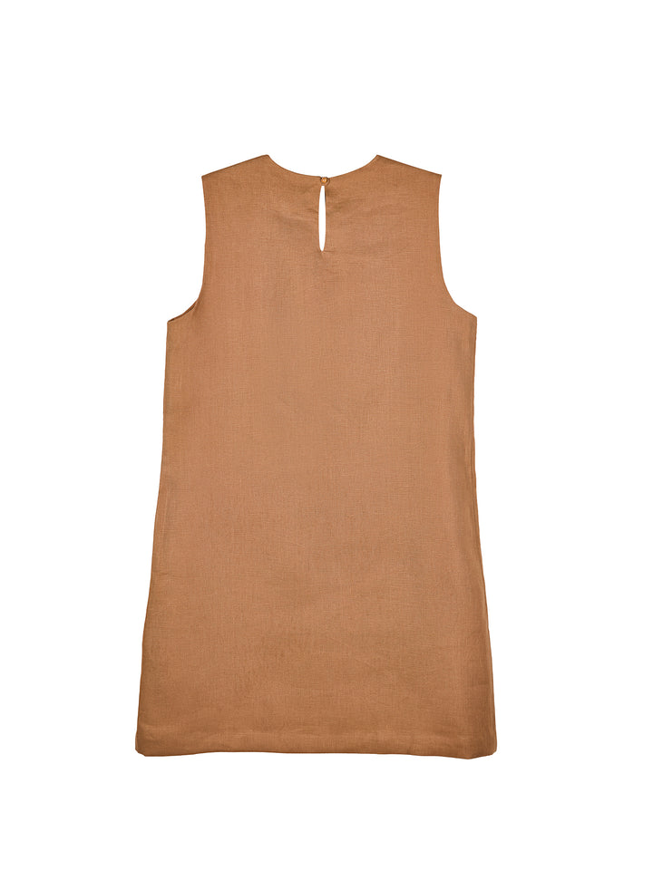 Guipure Collar Linen Mini Dress