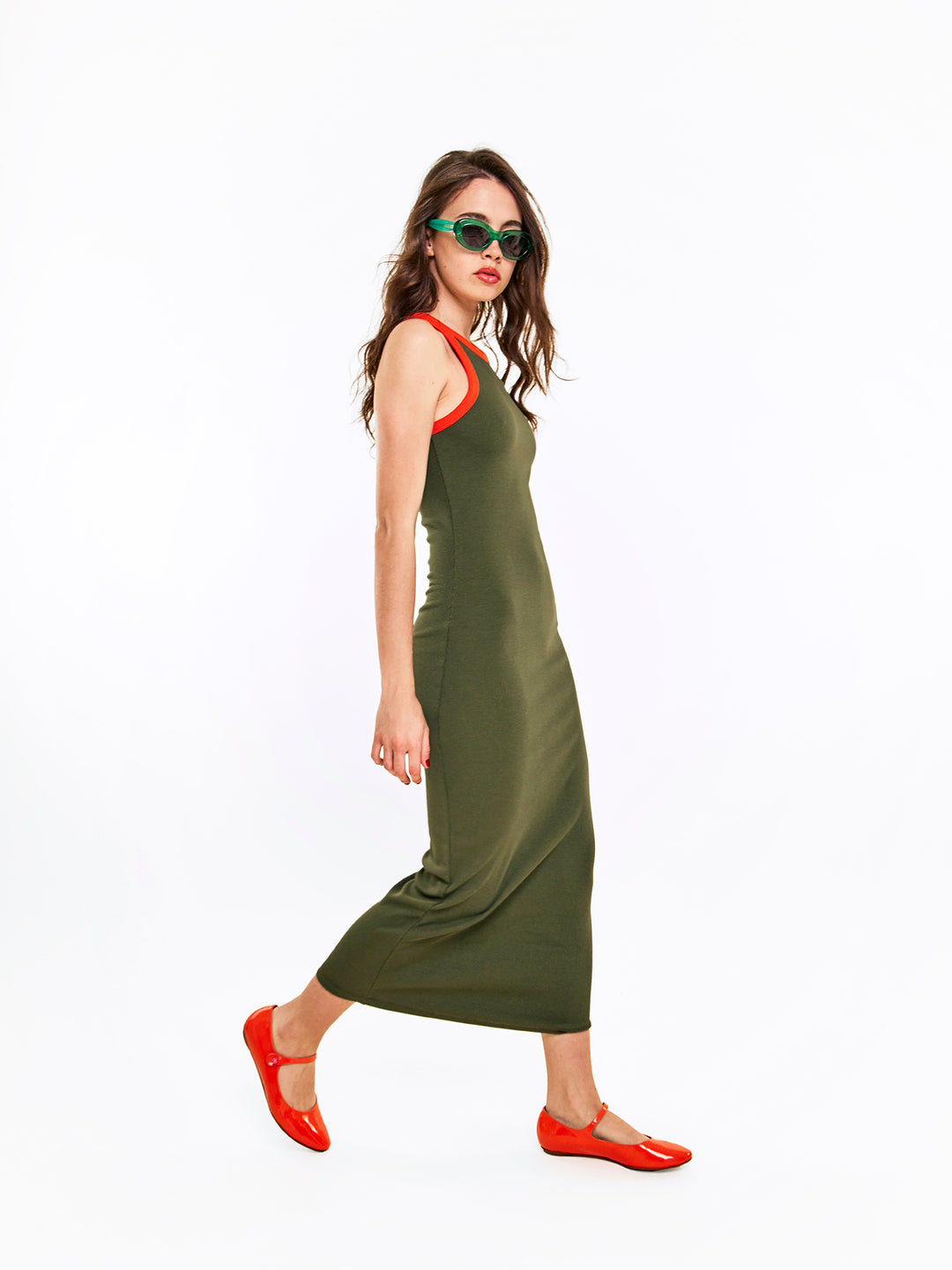 Outline Ribbed-Cotton Midi Dress